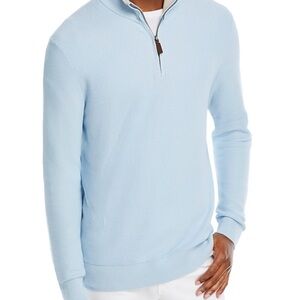 The Men's Store At Bloomingdale’s Light Blue Half-Zip Sweater